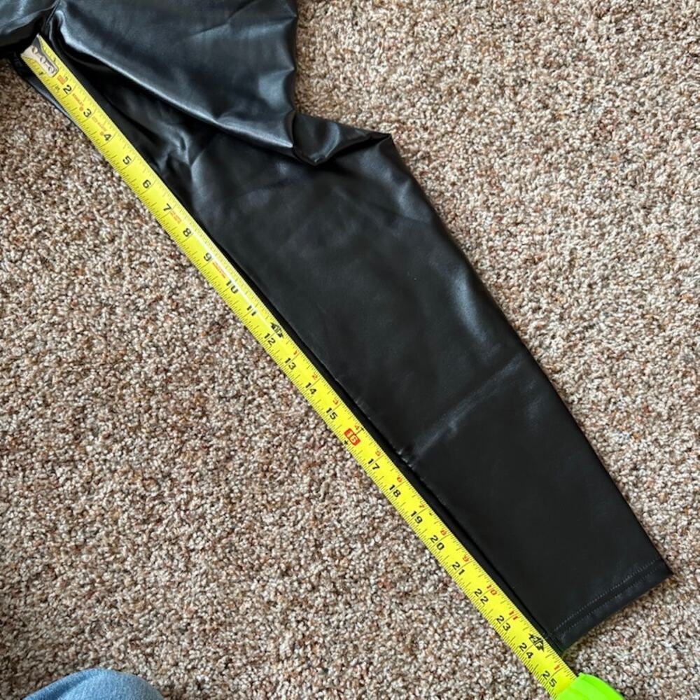 Unbranded Black Faux Leather High Waist Straight Leg Leggings sz Medium - Picture 7 of 7